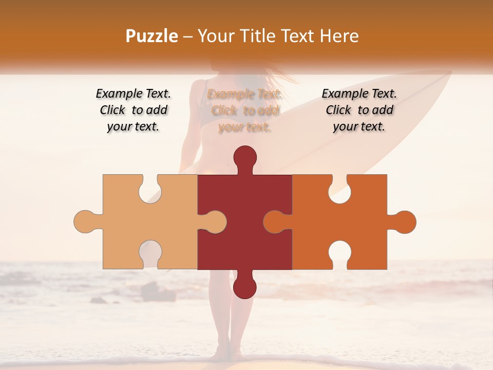 A Woman In A Bikini Holding A Surfboard On The Beach PowerPoint Template