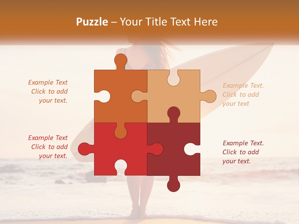 A Woman In A Bikini Holding A Surfboard On The Beach PowerPoint Template