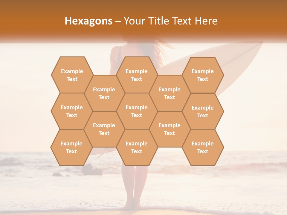 A Woman In A Bikini Holding A Surfboard On The Beach PowerPoint Template