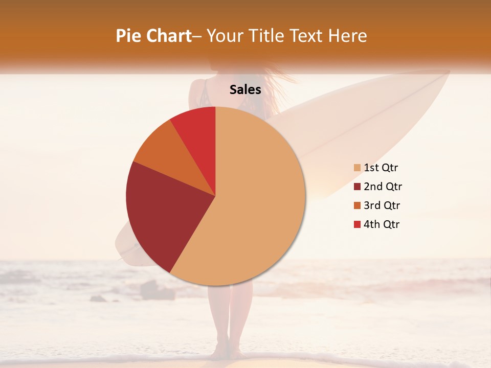 A Woman In A Bikini Holding A Surfboard On The Beach PowerPoint Template