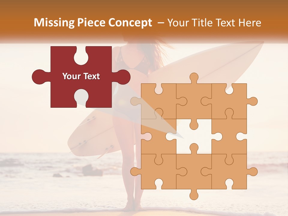 A Woman In A Bikini Holding A Surfboard On The Beach PowerPoint Template