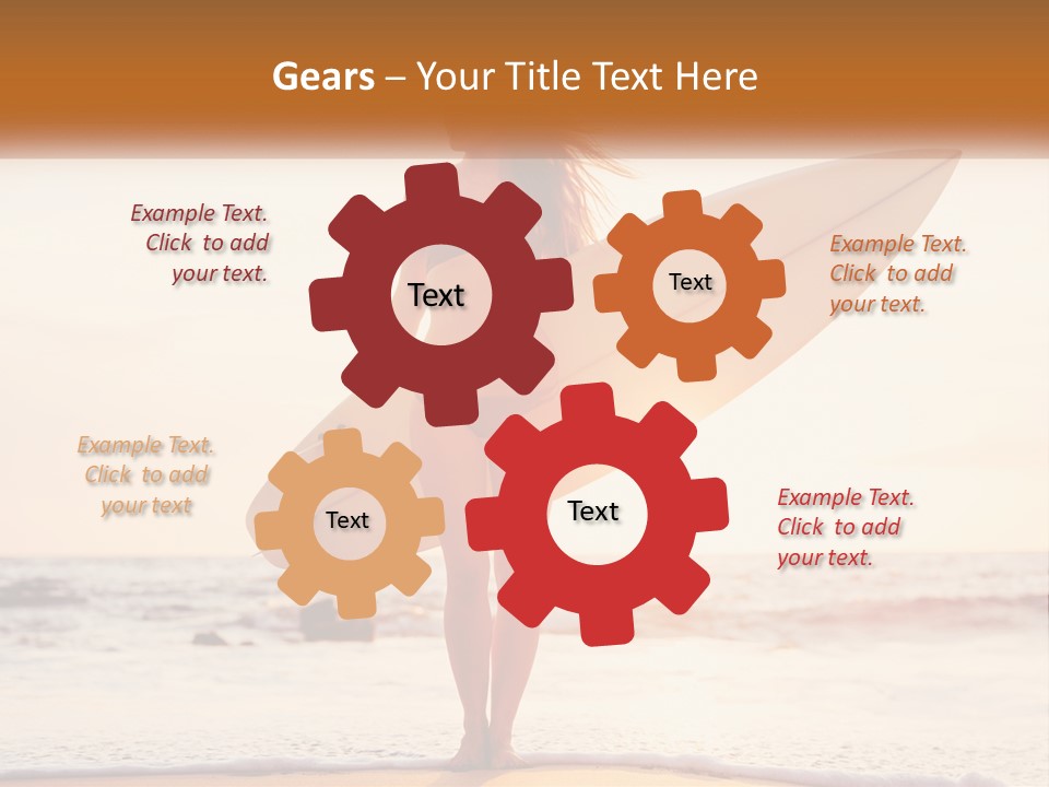 A Woman In A Bikini Holding A Surfboard On The Beach PowerPoint Template