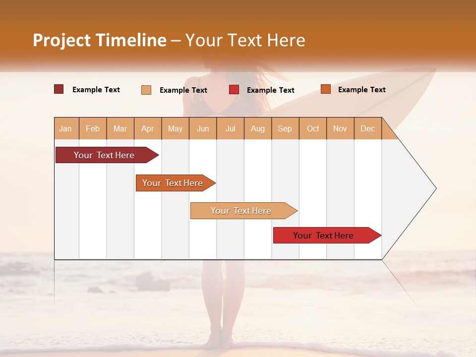 A Woman In A Bikini Holding A Surfboard On The Beach PowerPoint Template