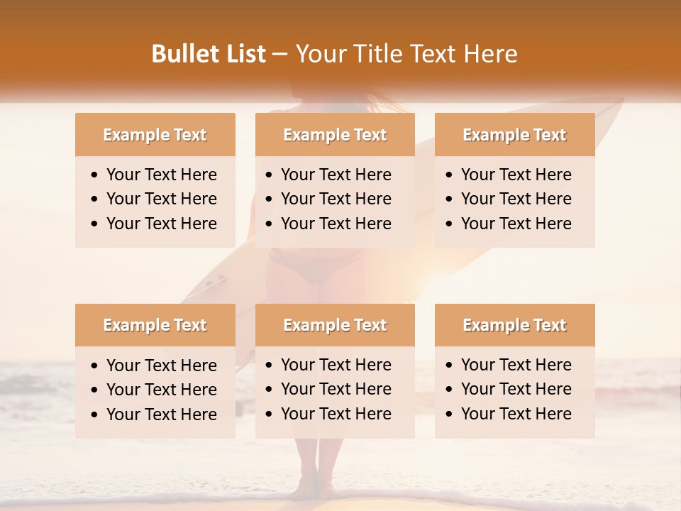 A Woman In A Bikini Holding A Surfboard On The Beach PowerPoint Template