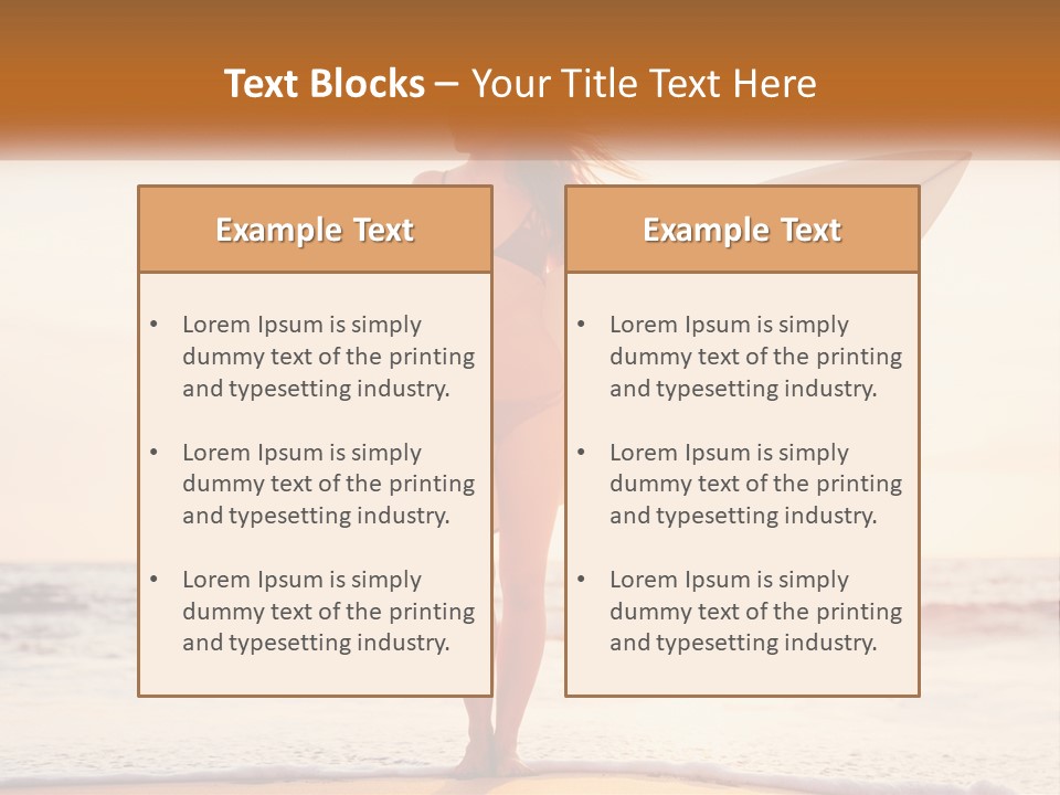 A Woman In A Bikini Holding A Surfboard On The Beach PowerPoint Template