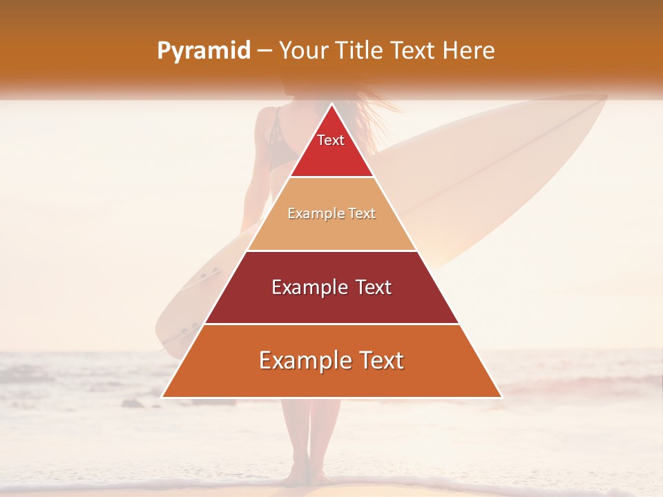 A Woman In A Bikini Holding A Surfboard On The Beach PowerPoint Template