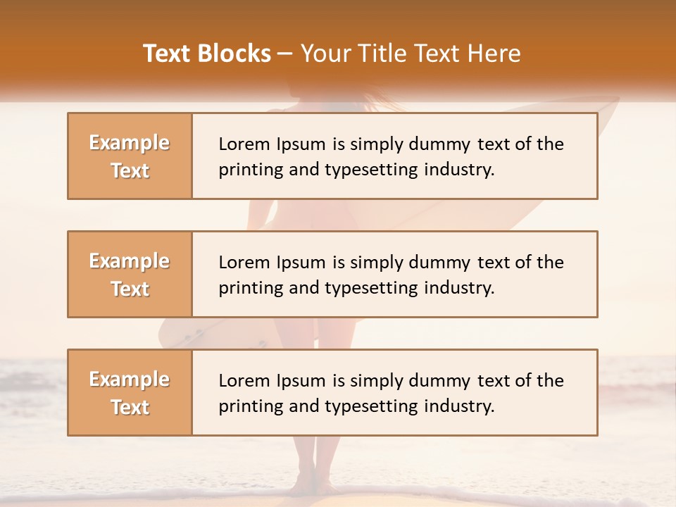 A Woman In A Bikini Holding A Surfboard On The Beach PowerPoint Template