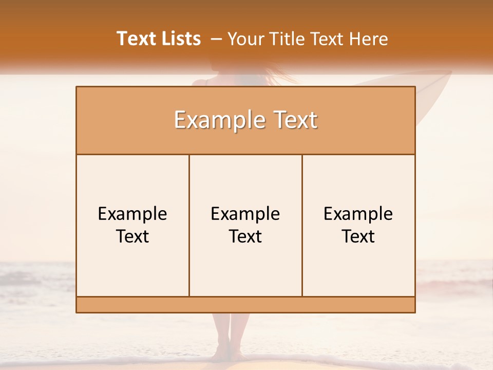 A Woman In A Bikini Holding A Surfboard On The Beach PowerPoint Template