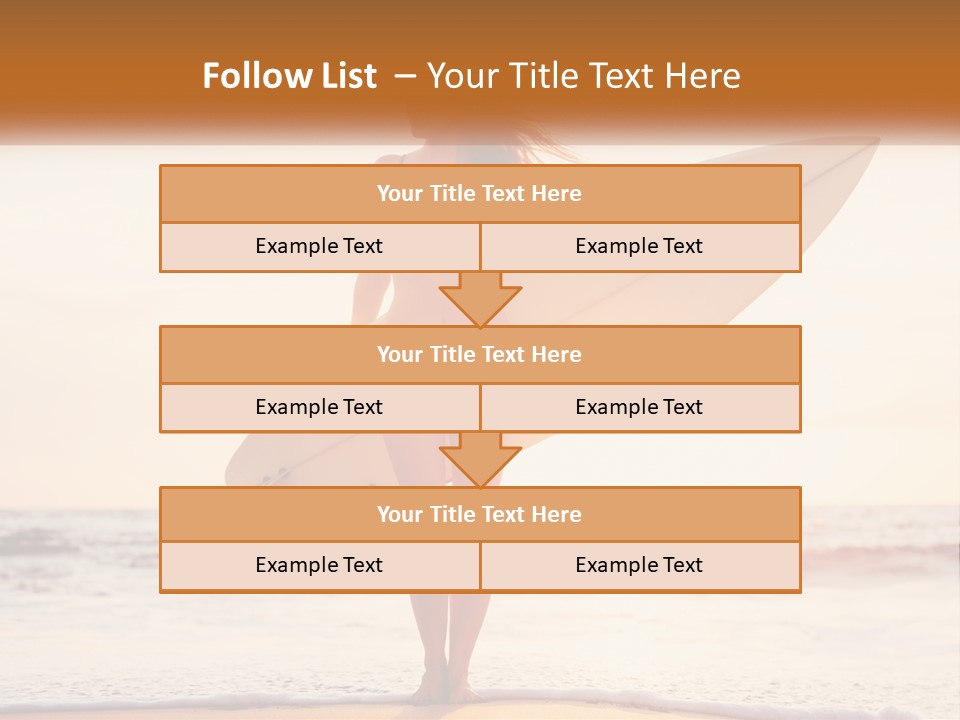 A Woman In A Bikini Holding A Surfboard On The Beach PowerPoint Template