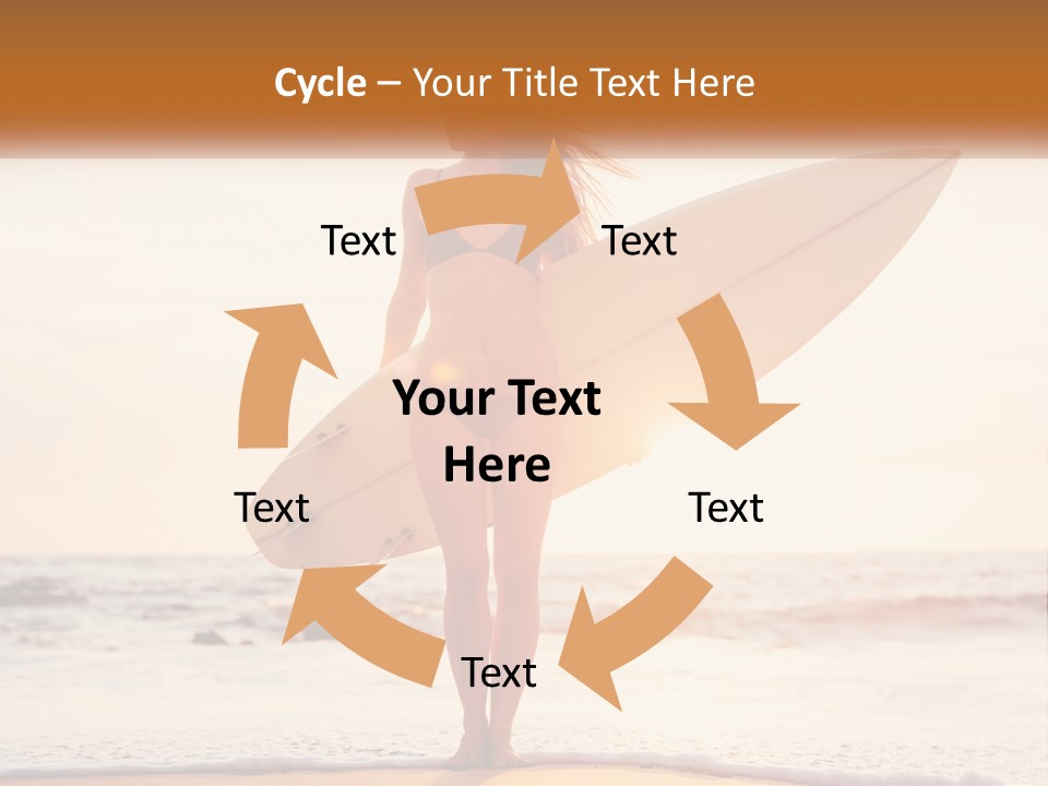 A Woman In A Bikini Holding A Surfboard On The Beach PowerPoint Template