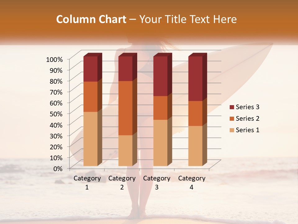 A Woman In A Bikini Holding A Surfboard On The Beach PowerPoint Template