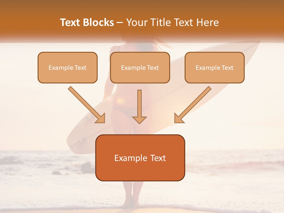 A Woman In A Bikini Holding A Surfboard On The Beach PowerPoint Template