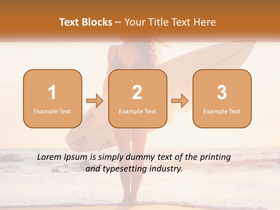 A Woman In A Bikini Holding A Surfboard On The Beach PowerPoint Template