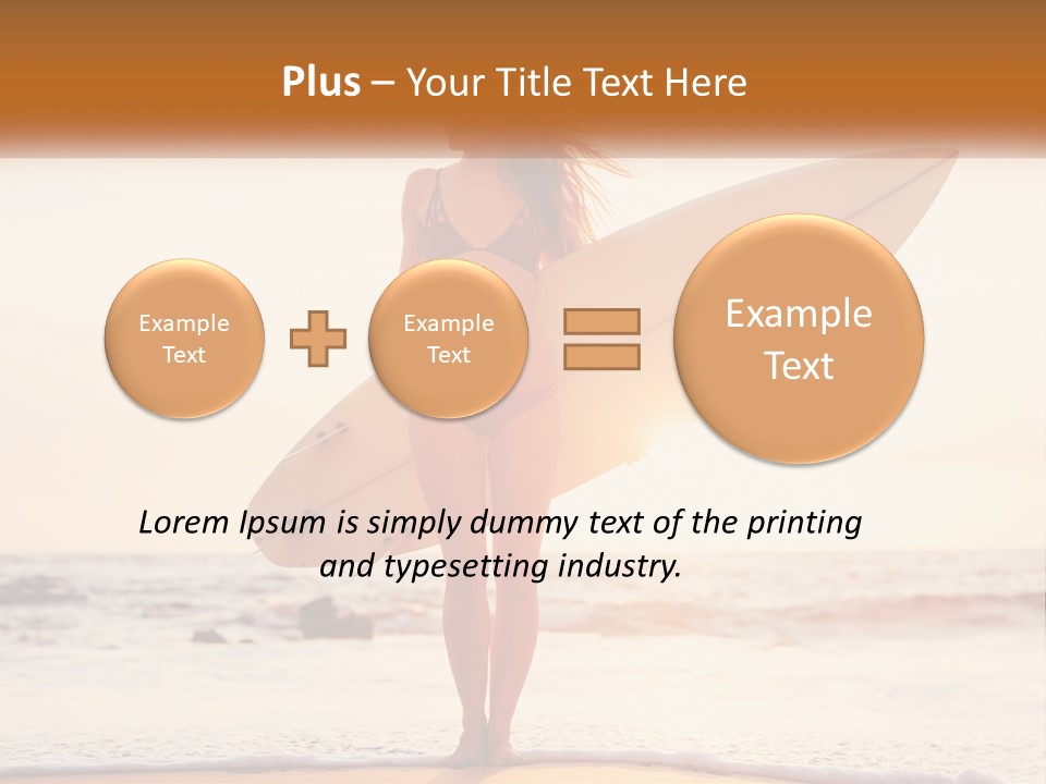 A Woman In A Bikini Holding A Surfboard On The Beach PowerPoint Template