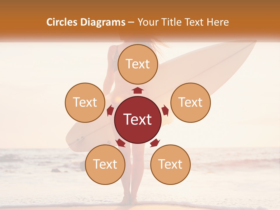 A Woman In A Bikini Holding A Surfboard On The Beach PowerPoint Template