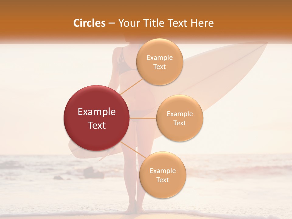 A Woman In A Bikini Holding A Surfboard On The Beach PowerPoint Template