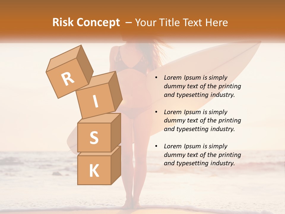 A Woman In A Bikini Holding A Surfboard On The Beach PowerPoint Template