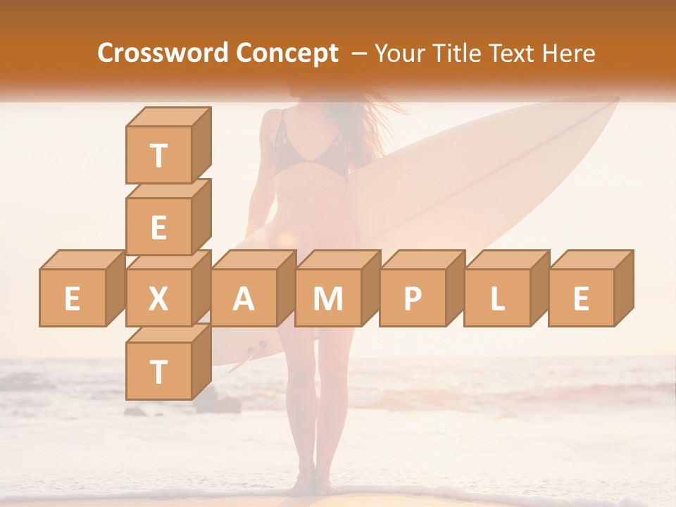 A Woman In A Bikini Holding A Surfboard On The Beach PowerPoint Template