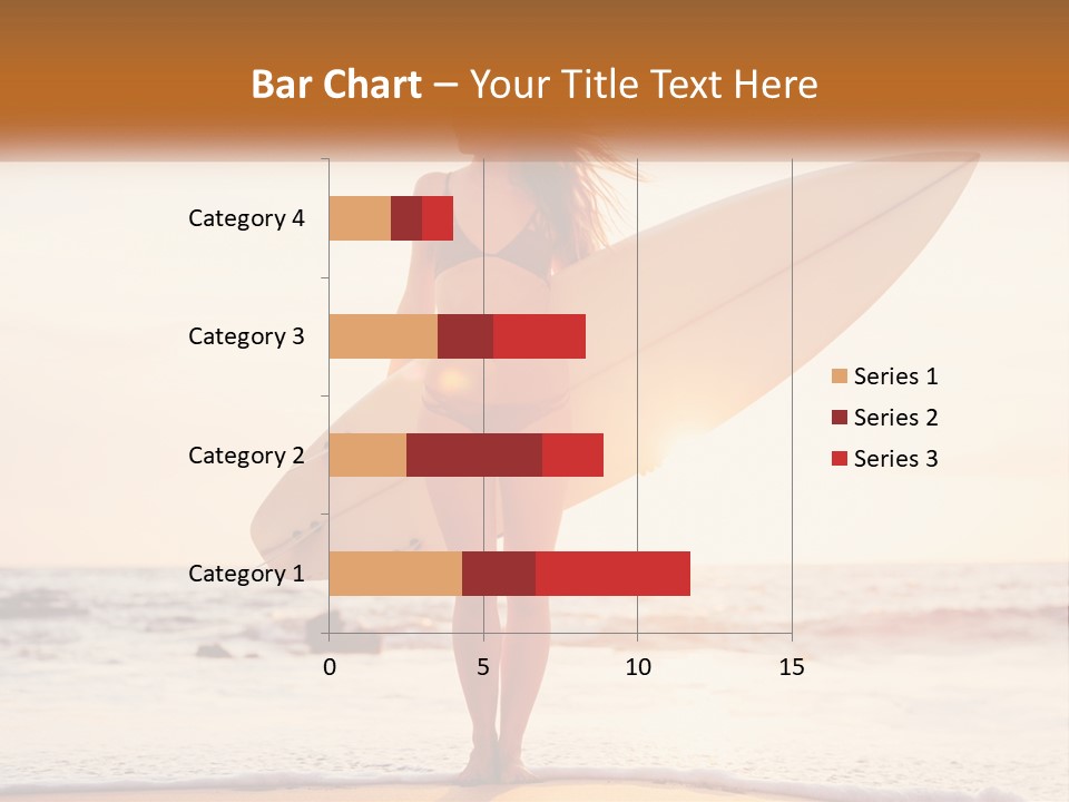 A Woman In A Bikini Holding A Surfboard On The Beach PowerPoint Template