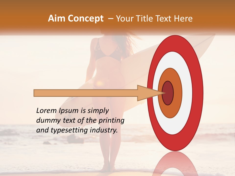 A Woman In A Bikini Holding A Surfboard On The Beach PowerPoint Template