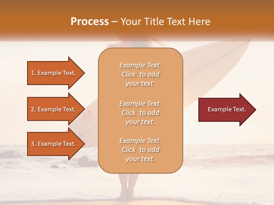 A Woman In A Bikini Holding A Surfboard On The Beach PowerPoint Template