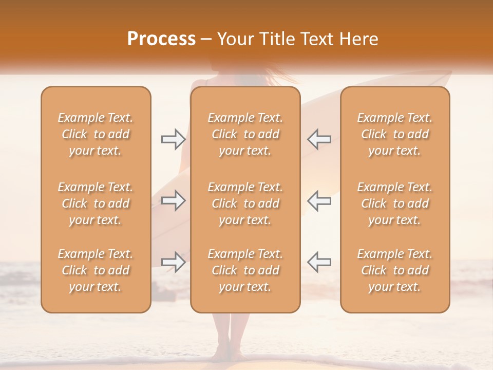 A Woman In A Bikini Holding A Surfboard On The Beach PowerPoint Template