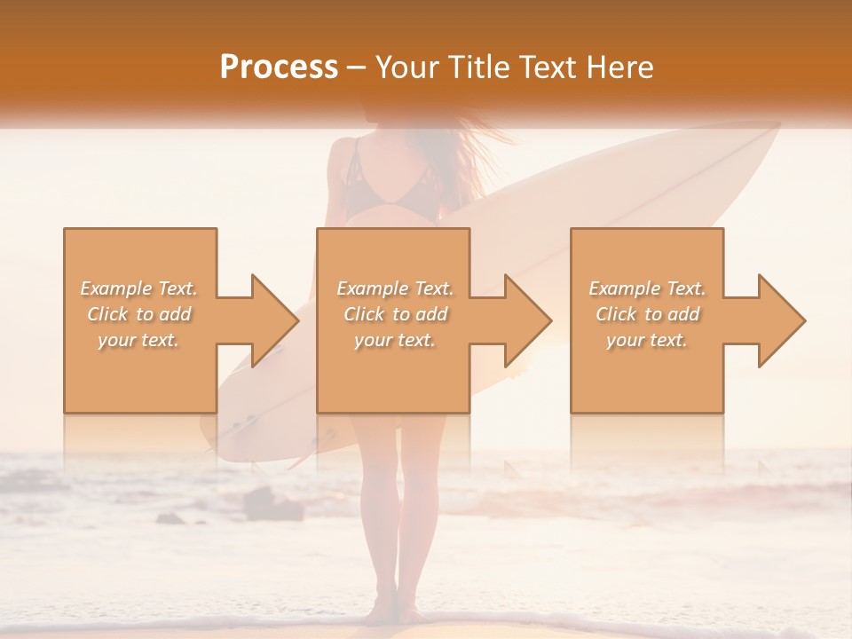 A Woman In A Bikini Holding A Surfboard On The Beach PowerPoint Template