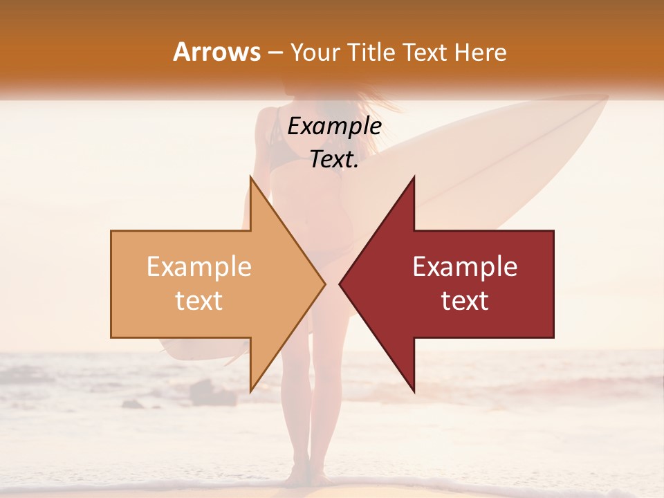 A Woman In A Bikini Holding A Surfboard On The Beach PowerPoint Template