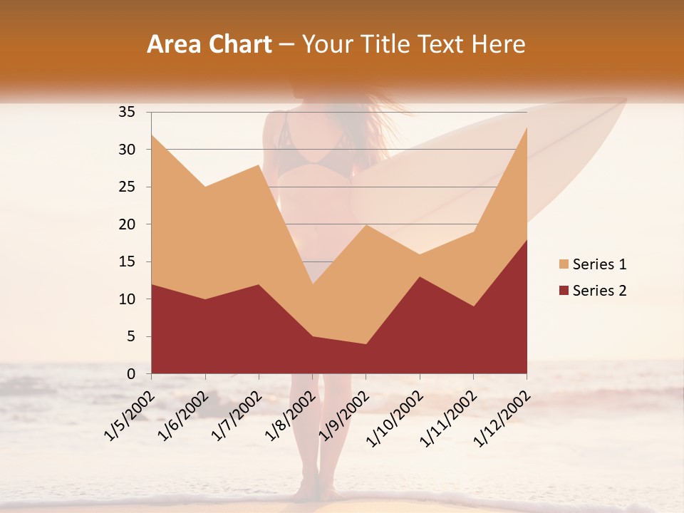 A Woman In A Bikini Holding A Surfboard On The Beach PowerPoint Template