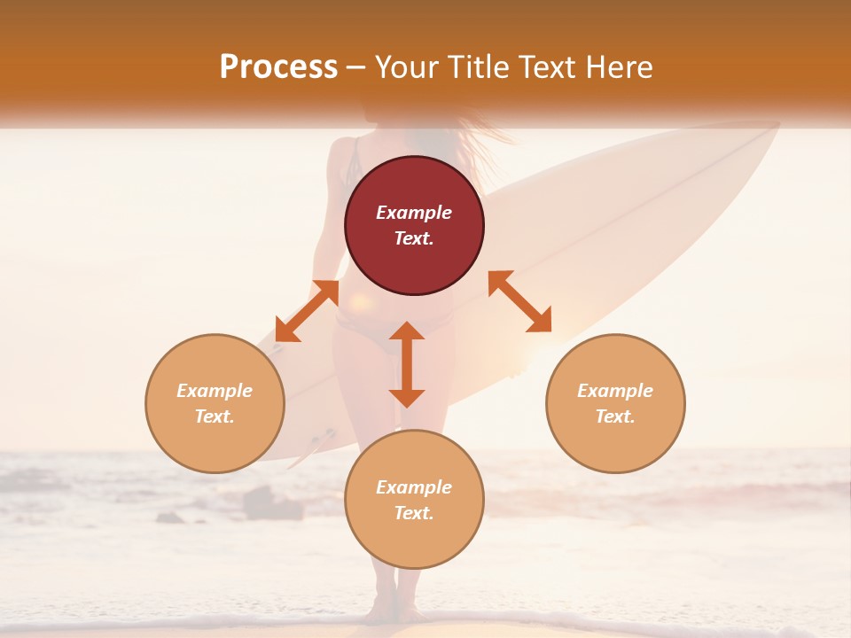 A Woman In A Bikini Holding A Surfboard On The Beach PowerPoint Template