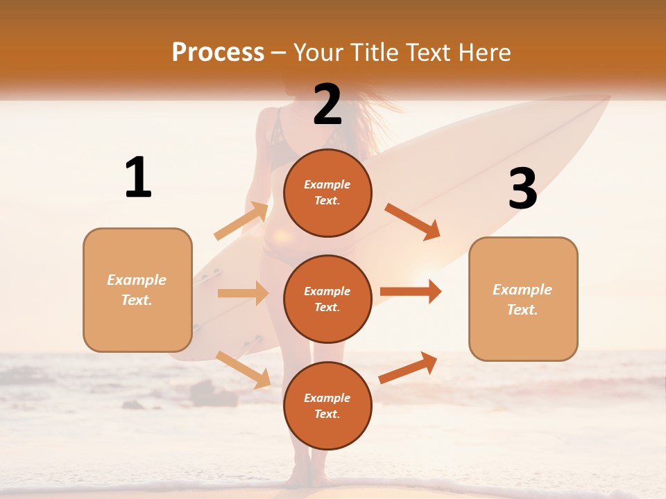 A Woman In A Bikini Holding A Surfboard On The Beach PowerPoint Template