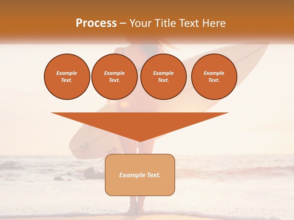 A Woman In A Bikini Holding A Surfboard On The Beach PowerPoint Template