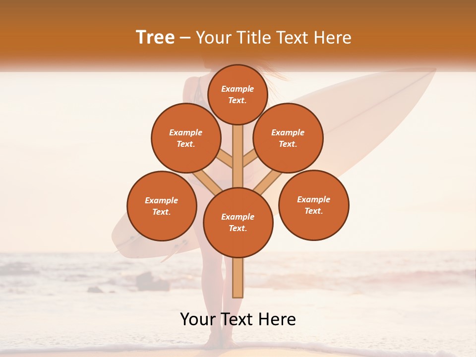 A Woman In A Bikini Holding A Surfboard On The Beach PowerPoint Template