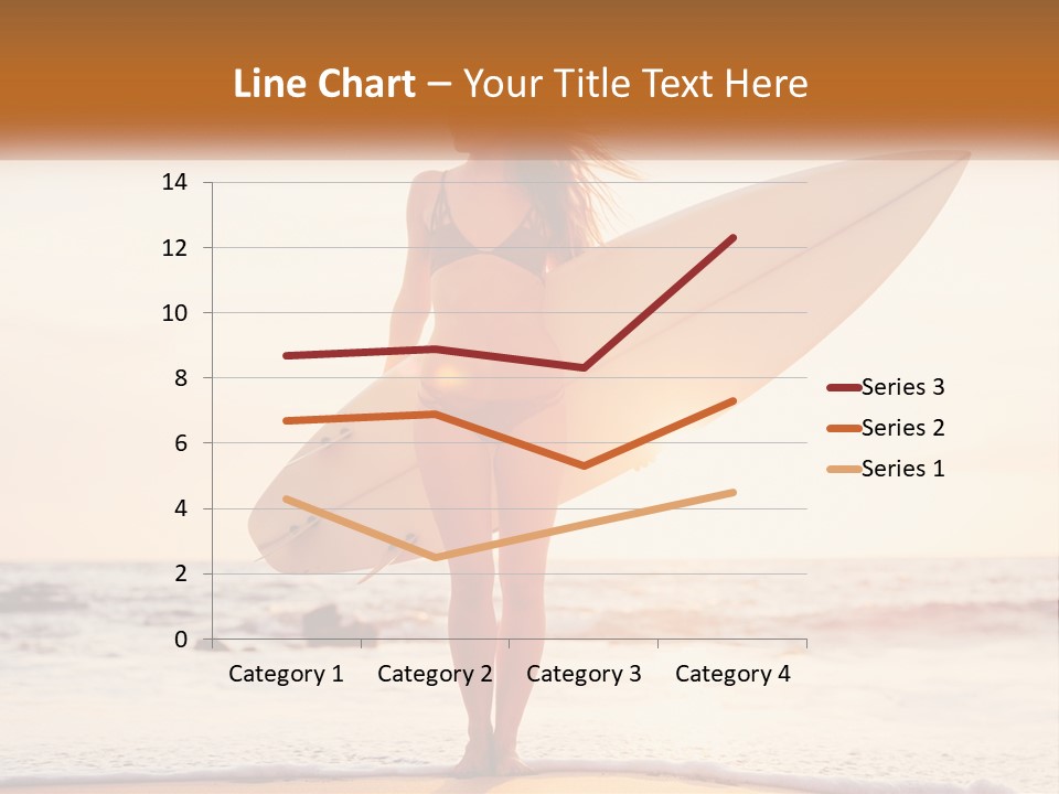 A Woman In A Bikini Holding A Surfboard On The Beach PowerPoint Template