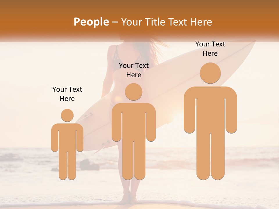 A Woman In A Bikini Holding A Surfboard On The Beach PowerPoint Template