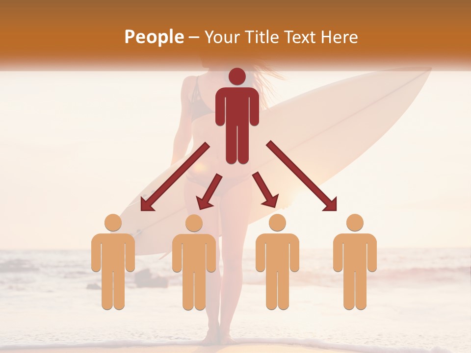 A Woman In A Bikini Holding A Surfboard On The Beach PowerPoint Template