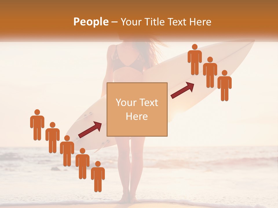 A Woman In A Bikini Holding A Surfboard On The Beach PowerPoint Template