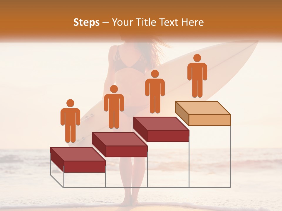 A Woman In A Bikini Holding A Surfboard On The Beach PowerPoint Template