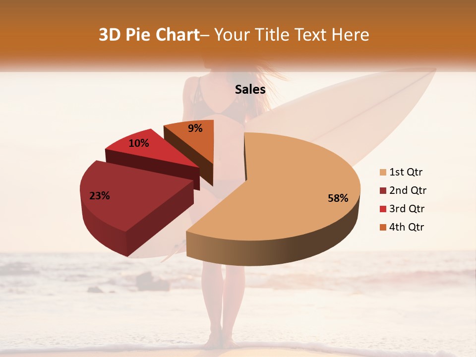 A Woman In A Bikini Holding A Surfboard On The Beach PowerPoint Template