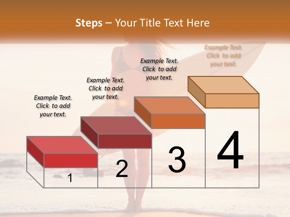 A Woman In A Bikini Holding A Surfboard On The Beach PowerPoint Template