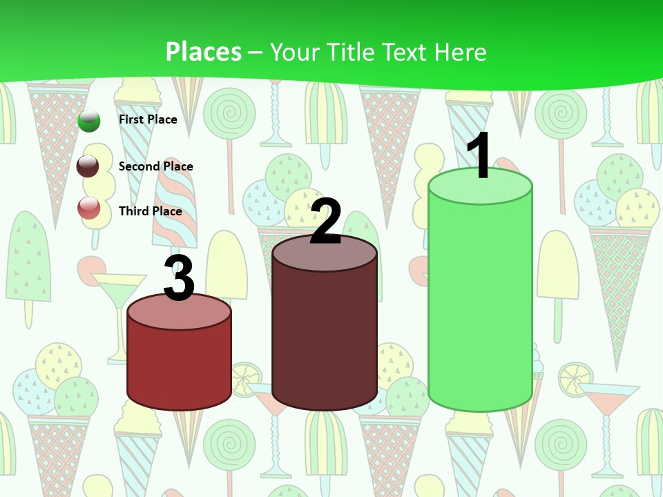 A Green And White Background With Ice Cream Cones PowerPoint Template