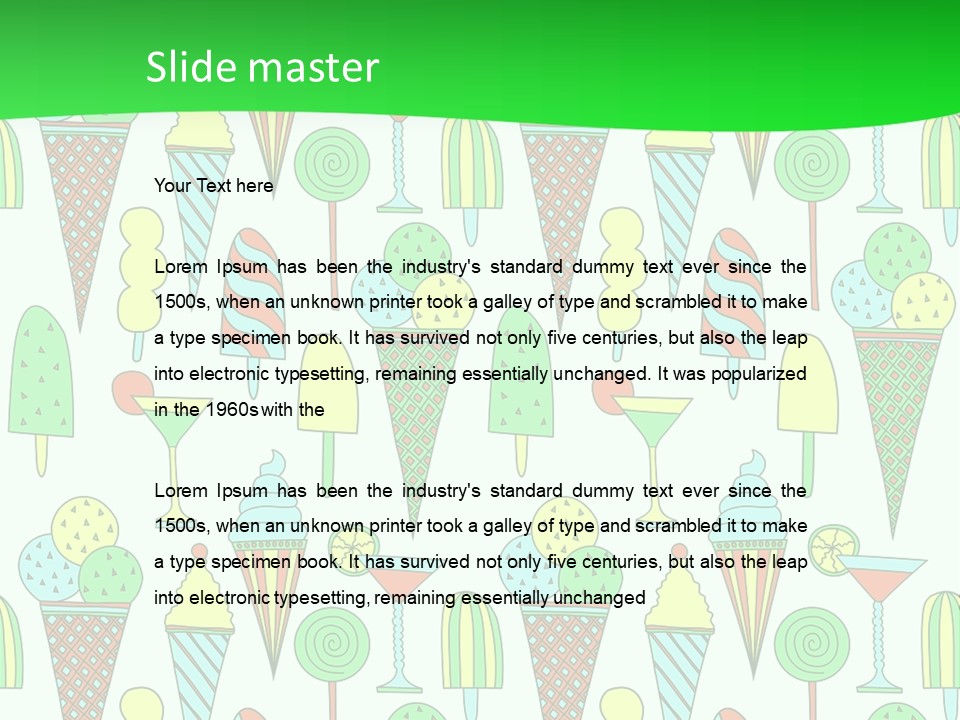 A Green And White Background With Ice Cream Cones PowerPoint Template