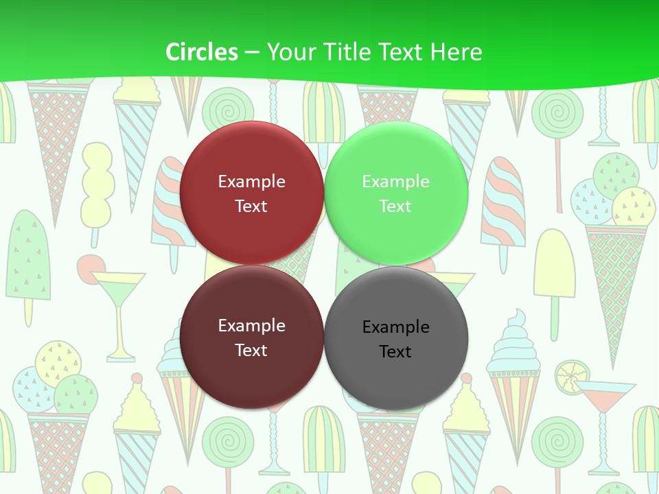 A Green And White Background With Ice Cream Cones PowerPoint Template