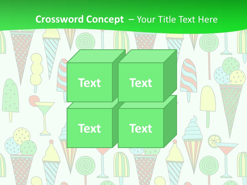 A Green And White Background With Ice Cream Cones PowerPoint Template