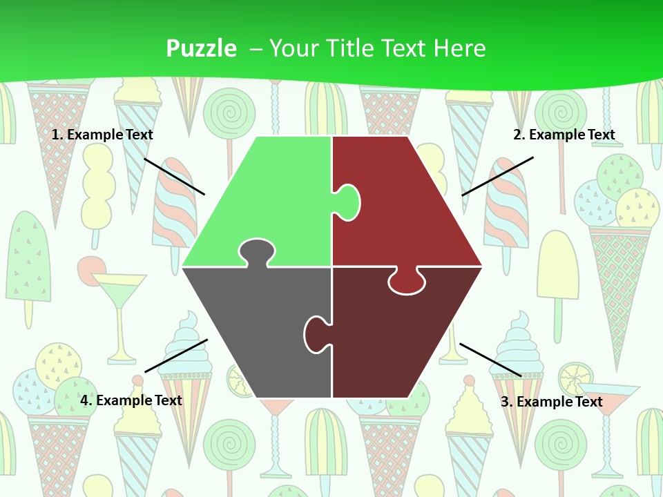 A Green And White Background With Ice Cream Cones PowerPoint Template