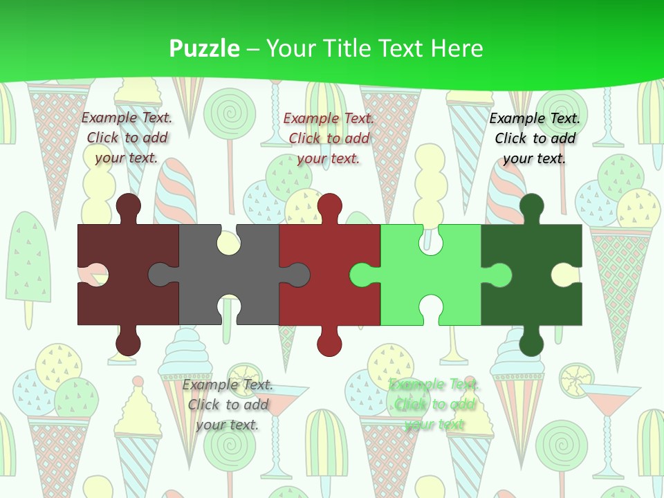 A Green And White Background With Ice Cream Cones PowerPoint Template