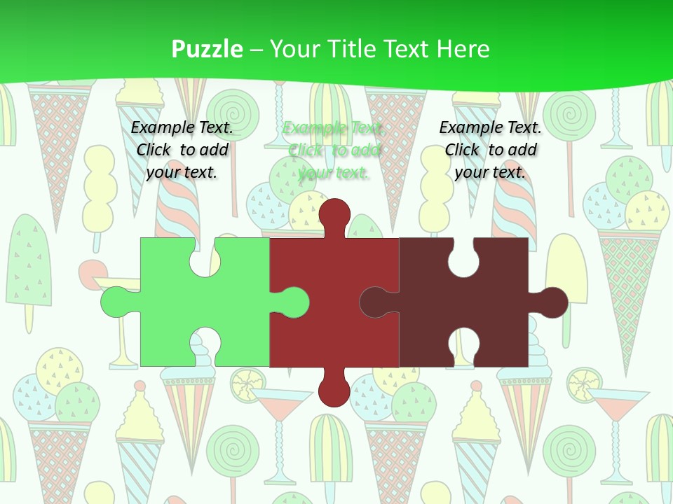 A Green And White Background With Ice Cream Cones PowerPoint Template