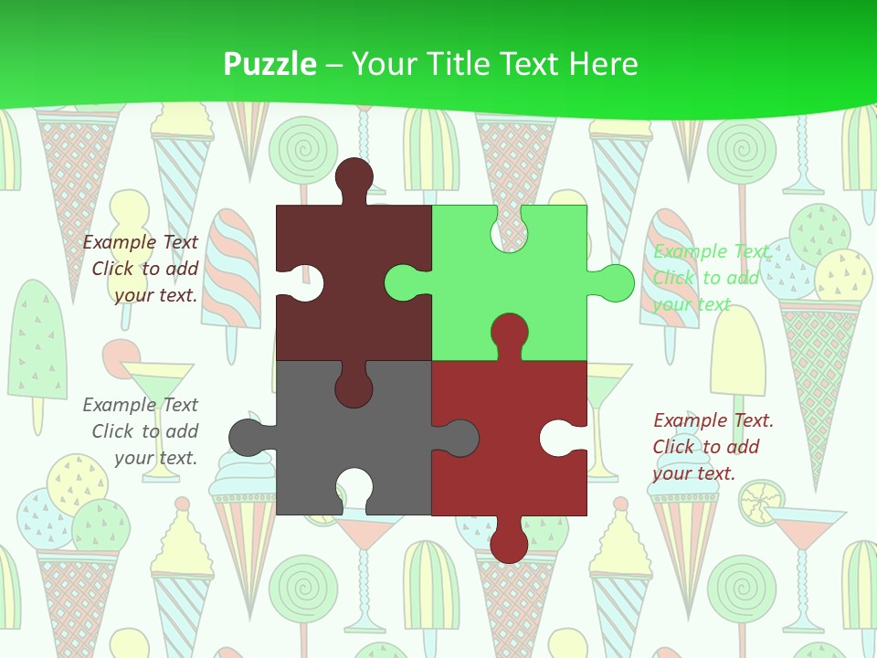 A Green And White Background With Ice Cream Cones PowerPoint Template