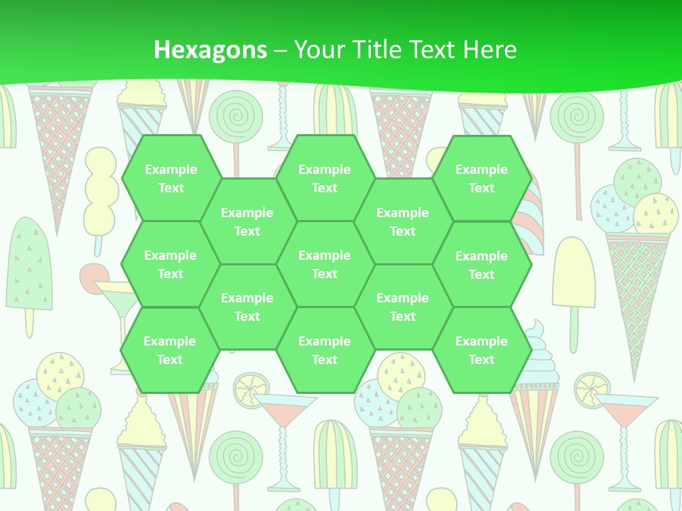 A Green And White Background With Ice Cream Cones PowerPoint Template