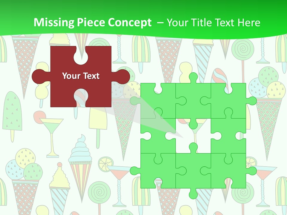 A Green And White Background With Ice Cream Cones PowerPoint Template